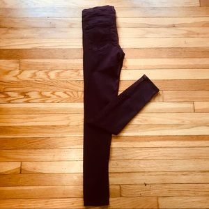 ZARA Burgundy Skinny Jeans Size 6 Maroon Wine Colored Denim Stretch